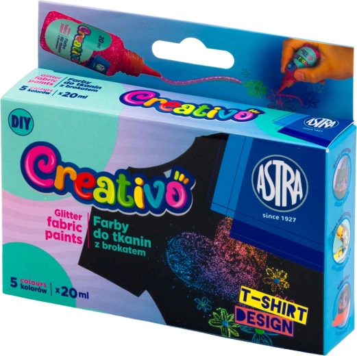 Pinturas con purpurina para textil 5×20 ml ASTRA CREATIVO