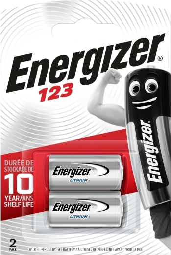 Batería de litio ENERGIZER 123 CR123A 3 V, 2 uds