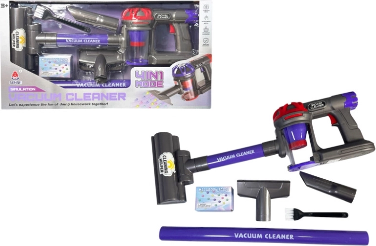 Aspiradora infantil de pie con accesorios intercambiables y función de succión