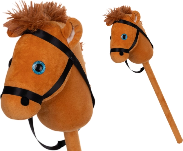 Caballito de peluche con palo 75 cm marrón