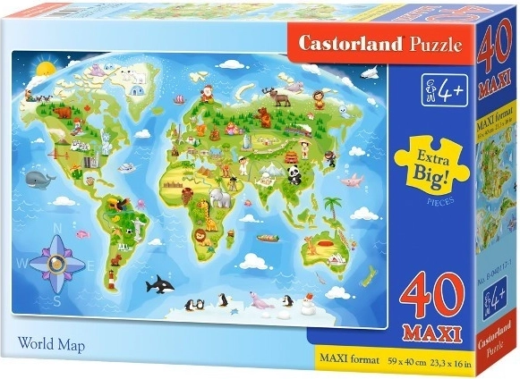 Puzzle Castorland mapa del mundo ilustrada MAXI 40 piezas