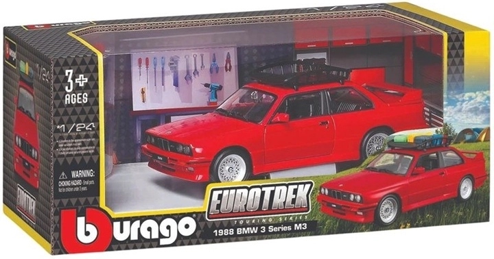 Bburago BMW 3 Series M3 Touring 1988 modelo de coche rojo 1:24