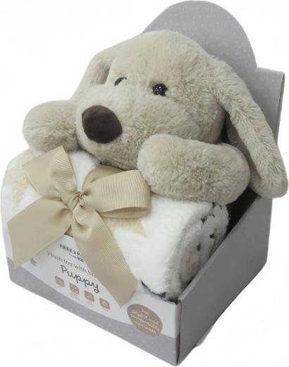 Juguete de peluche Free2Play con manta puppy brown/white