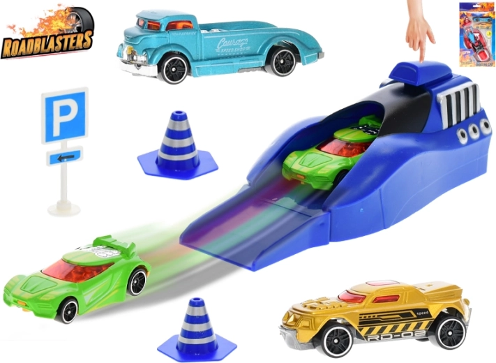 Roadblasters set de coches lanzadores con señales de tráfico, 3 uds