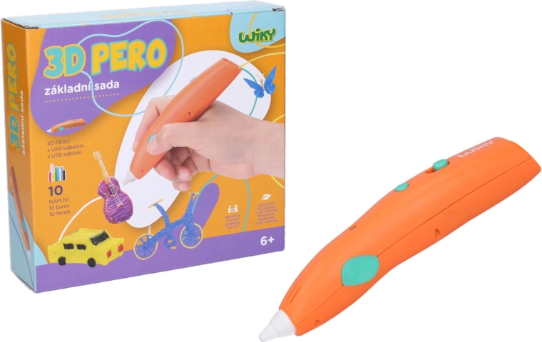 Bolígrafo 3D WIKY naranja – kit de inicio con recambios y plantillas