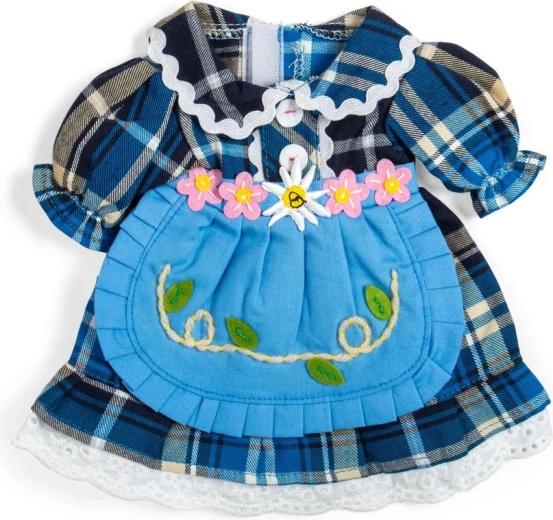Bigjigs Toys vestido azul a cuadros para muñeca de 34 cm