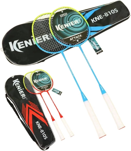 Set de bádminton Kenier con funda, 2 raquetas y 5 volantes