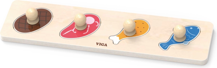 Viga primer puzle encajable con asas – comida