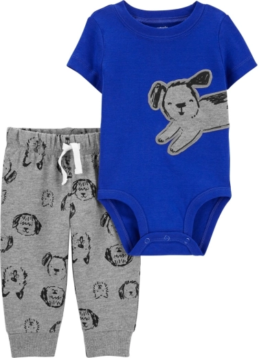 Set de 2 piezas CARTER'S: body de manga corta y pantalón de chándal blue dog para niños – 6m