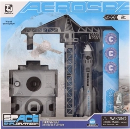 Set espacial con cohete lanzador