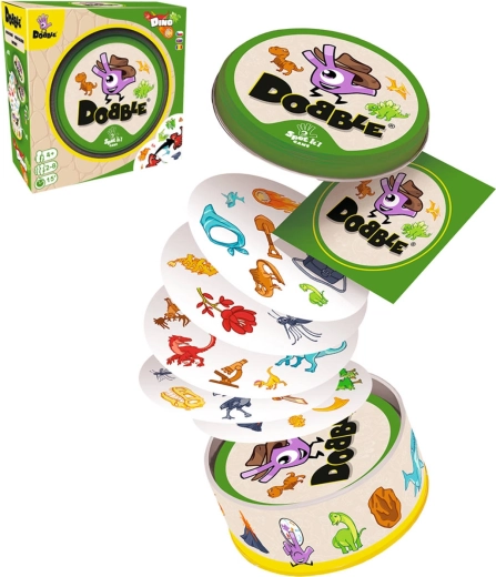 Asmodee Dobble Dino – juego de agudeza visual en una caja metálica