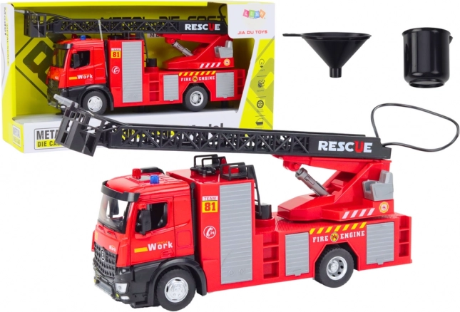 Camión de bomberos con brazo articulado Luces Sonidos Agua Rojo