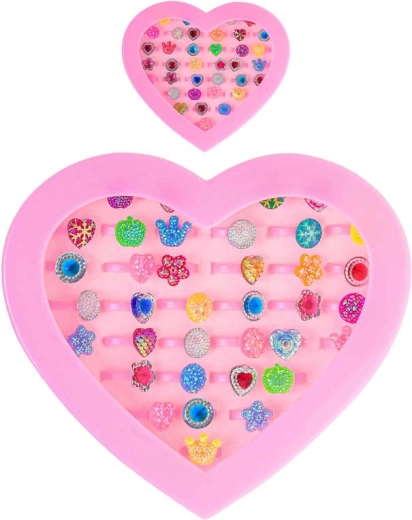 Anillo infantil corazón con imitación de piedra - 1 pieza