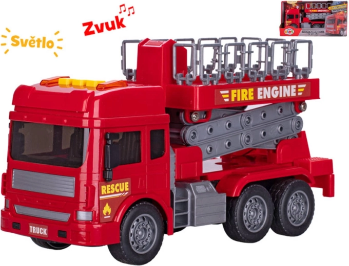 Camión de bomberos con plataforma extensible con luz y sonido 28 cm - 1 unidad