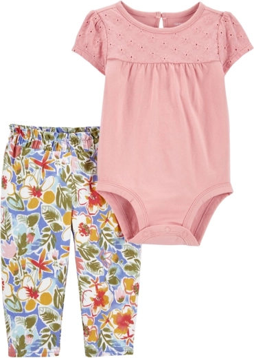 CARTER'S set de dos piezas de body de manga corta y leggings Grey Pears para niña – 3 meses