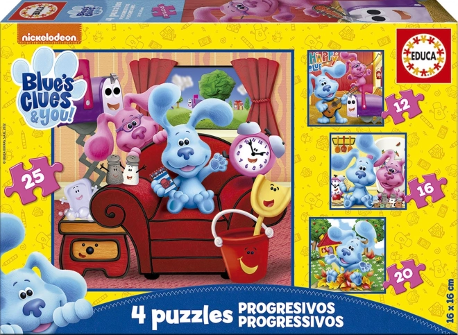 Puzle BLUE'S CLUES 4 en 1 para niños (12, 16, 20 y 25 piezas)