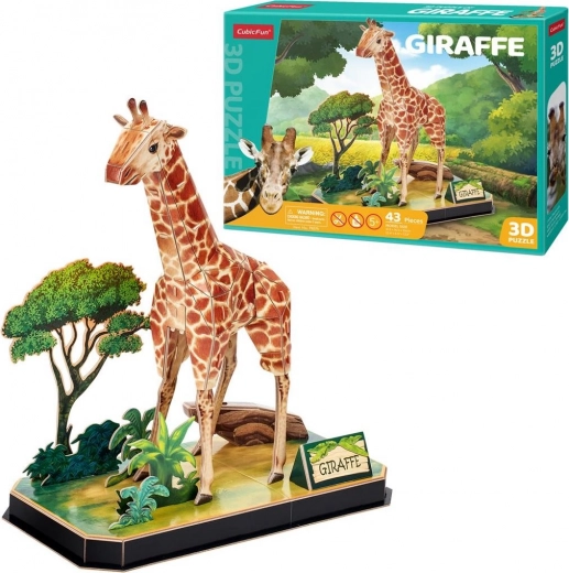 Rompecabezas 3D jirafa CUBICFUN – amigos animales, 43 piezas