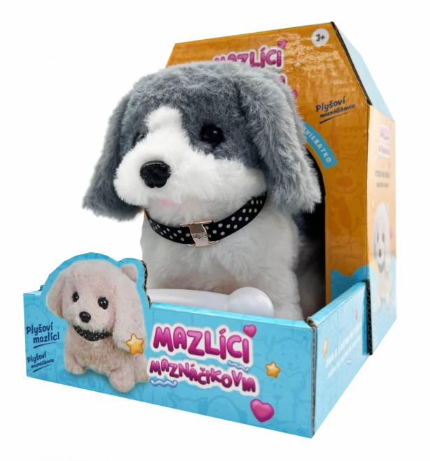 Perrito de peluche interactivo Punťa – gris y blanco