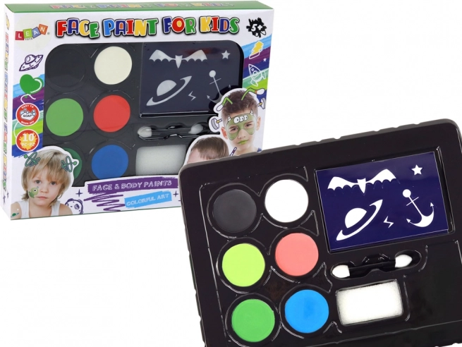 Set infantil de pintura facial con plantillas, 6 colores