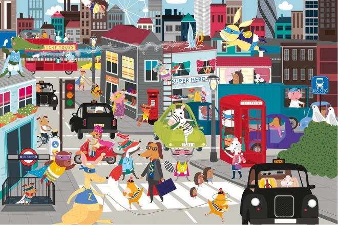 Puzzle infantil Superhero City de 36 piezas