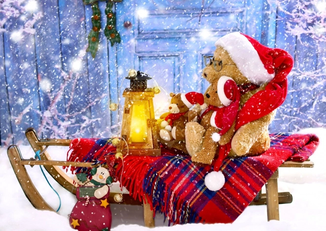 Puzzle Enjoy Ositos con gorros de Papá Noel, 1000 piezas