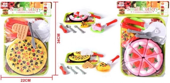 Set de alimentos de plástico – pizza y pastel