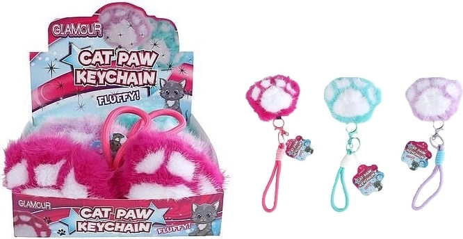 Glamour llavero de peluche con forma de pata de gato 9 cm