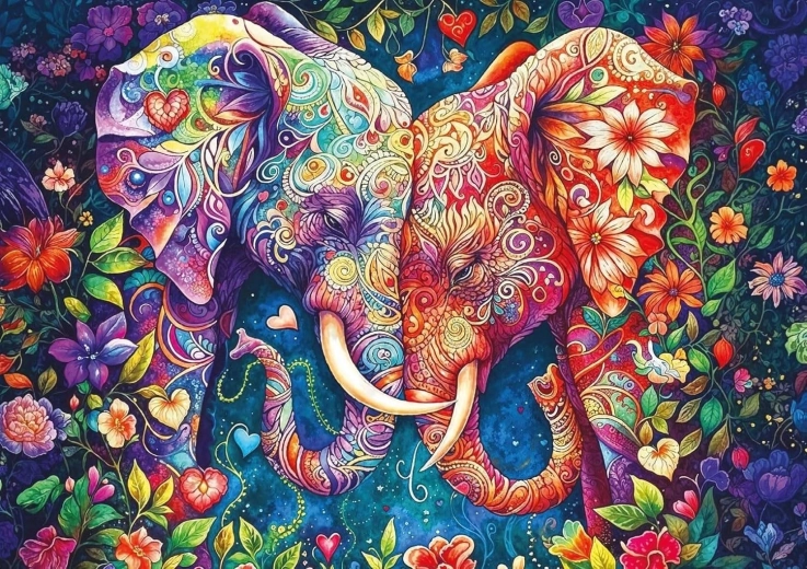 Puzzle Amor de elefantes 1000 piezas
