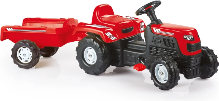 Tractor infantil de pedales con remolque – rojo