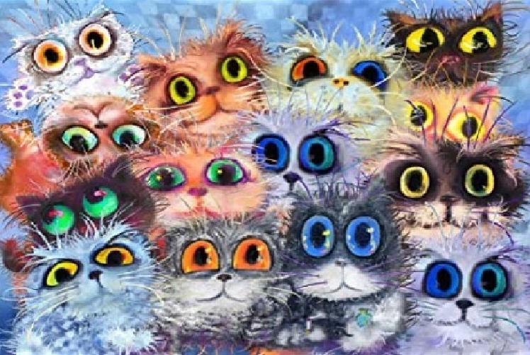 Pintura de diamantes – gatitos con ojos grandes 30 × 40 cm