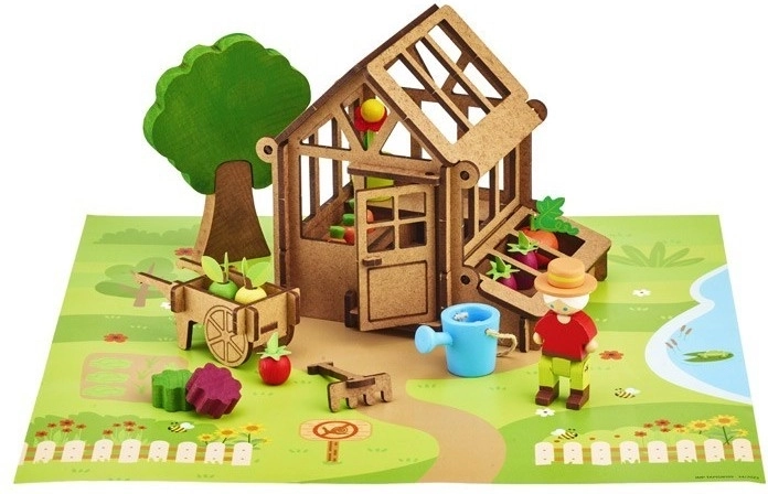 Jeujura juego de construcción de madera invernadero de jardín 40 piezas
