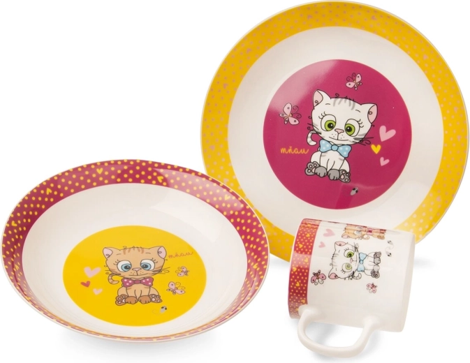 Juego de vajilla infantil Gatitos redondo 3 uds