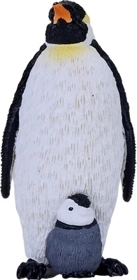 Mojo pingüino emperador con cría – figura pintada a mano