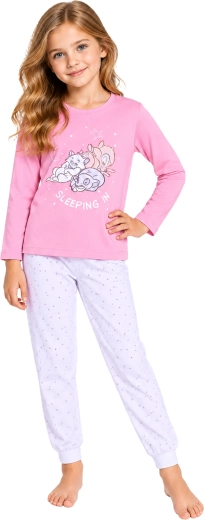 Pijama de algodón para niña Disney Bambi rosa y blanco