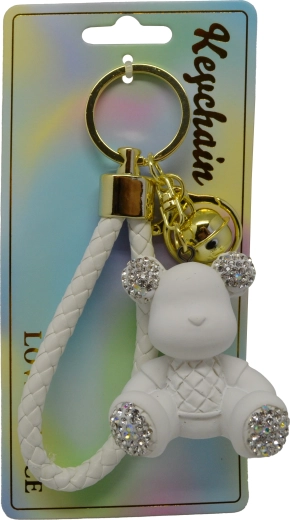 Llavero de osito blanco