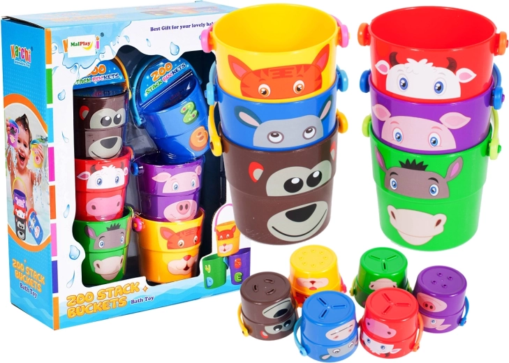 Set de vasitos y cubitos para el baño, 6 uds.