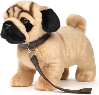 Pug de peluche con correa