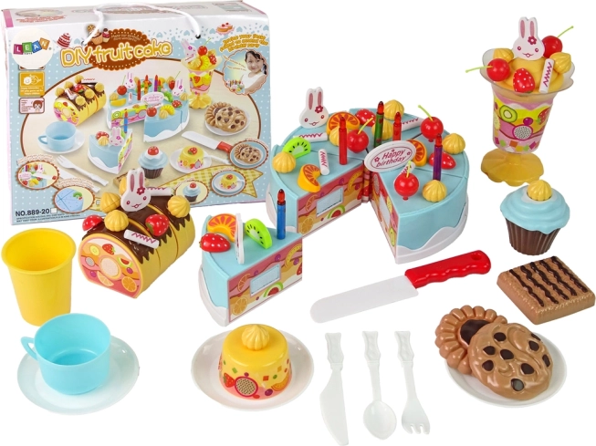 Set de dulces con velcro: pastel y galletas con decoraciones