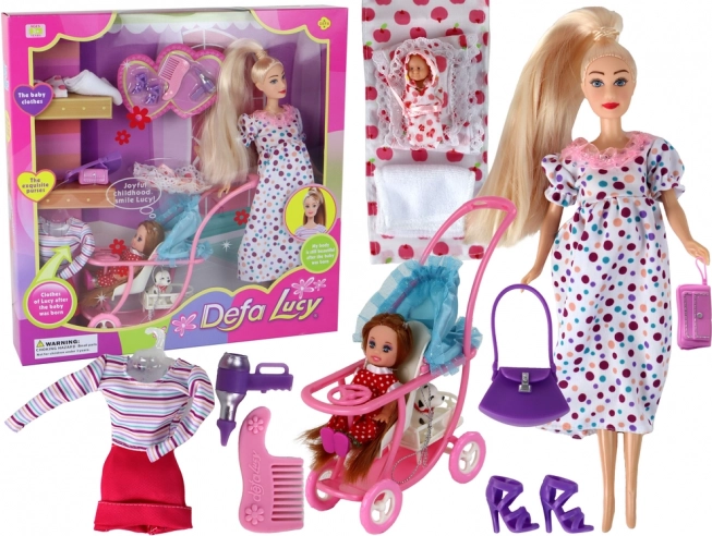 Muñeca embarazada Lucy con accesorios