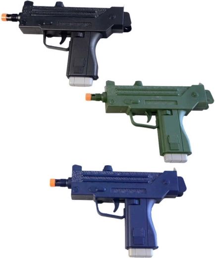 Pistola infantil de plástico tipo revólver con sonido 24 cm a pilas - 1 unidad