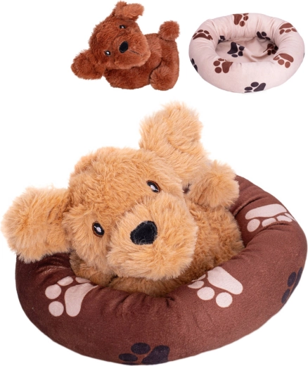 Perrito de peluche en camita 20 cm, 2 variantes de color - 1 pieza