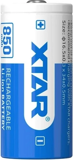 Batería recargable Li-ion Xtar 16340 / R-CR123 3,7 V 850 mAh con protección - 1 unidad
