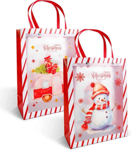 Bolsa de regalo navideña con laterales transparentes - 1 unidad