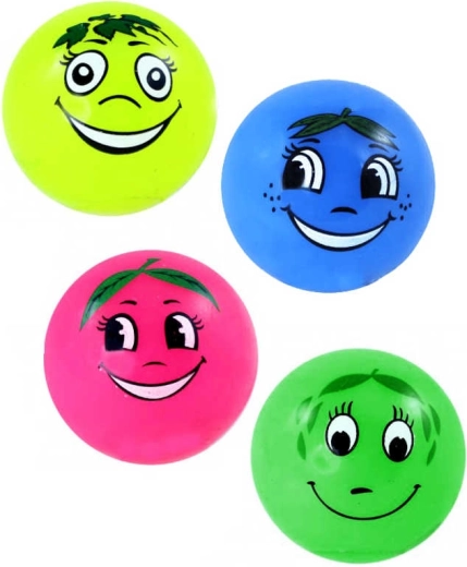 Pelota saltarina de goma de carita sonriente fruta con luz 5,2 cm - 1 pieza