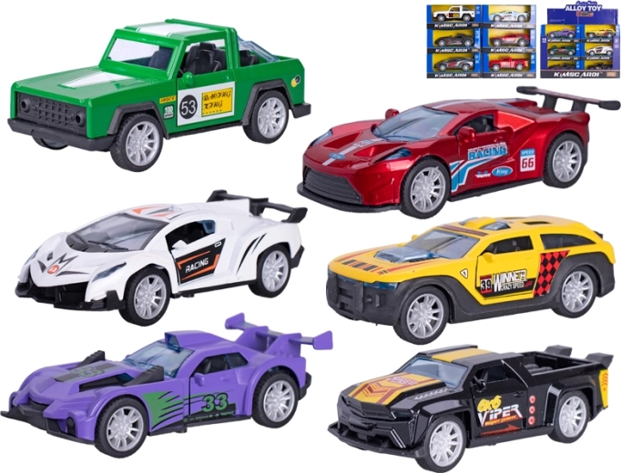 Coche de carreras metálico de 13 cm con retroceso