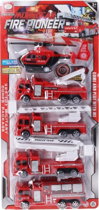 Set de bomberos – coches de retroceso 17 cm, 5 uds