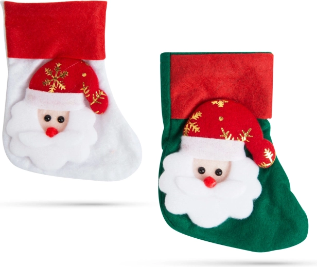 Decoración navideña para cubiertos con forma de bota de Papá Noel, 2 unidades