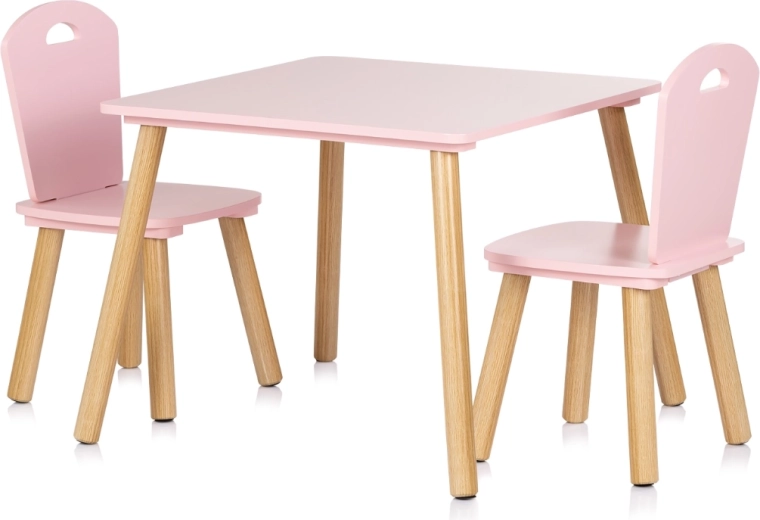 Mesa infantil de madera con dos sillas Pink CHIPOLINO