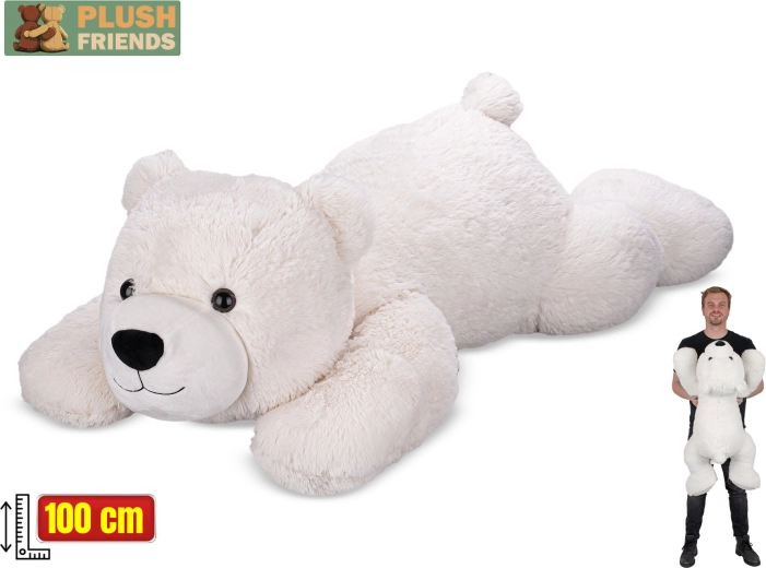 Oso polar de peluche Plush Friends 100 cm – compañero acurrucable tumbado