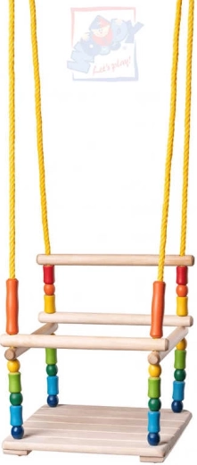 Columpio de madera colgante Woody con barandilla